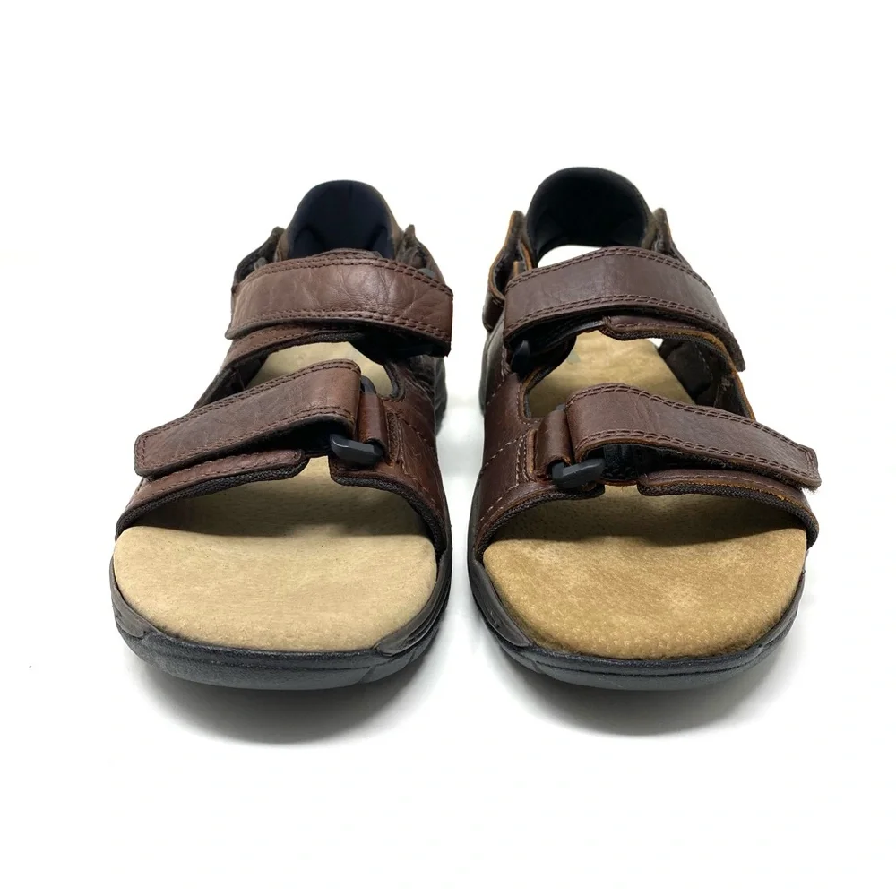 Dunham St. Johnsbury Men’s Leather Sandals Brown New in Box Removable Backstrap